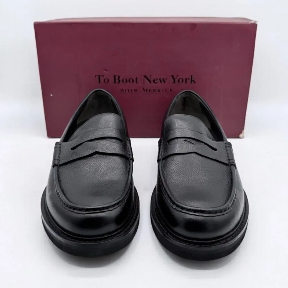 To Boot New York $399 O'Conner Leather Loafers Windsor Black Lug Sole Men's 9.5